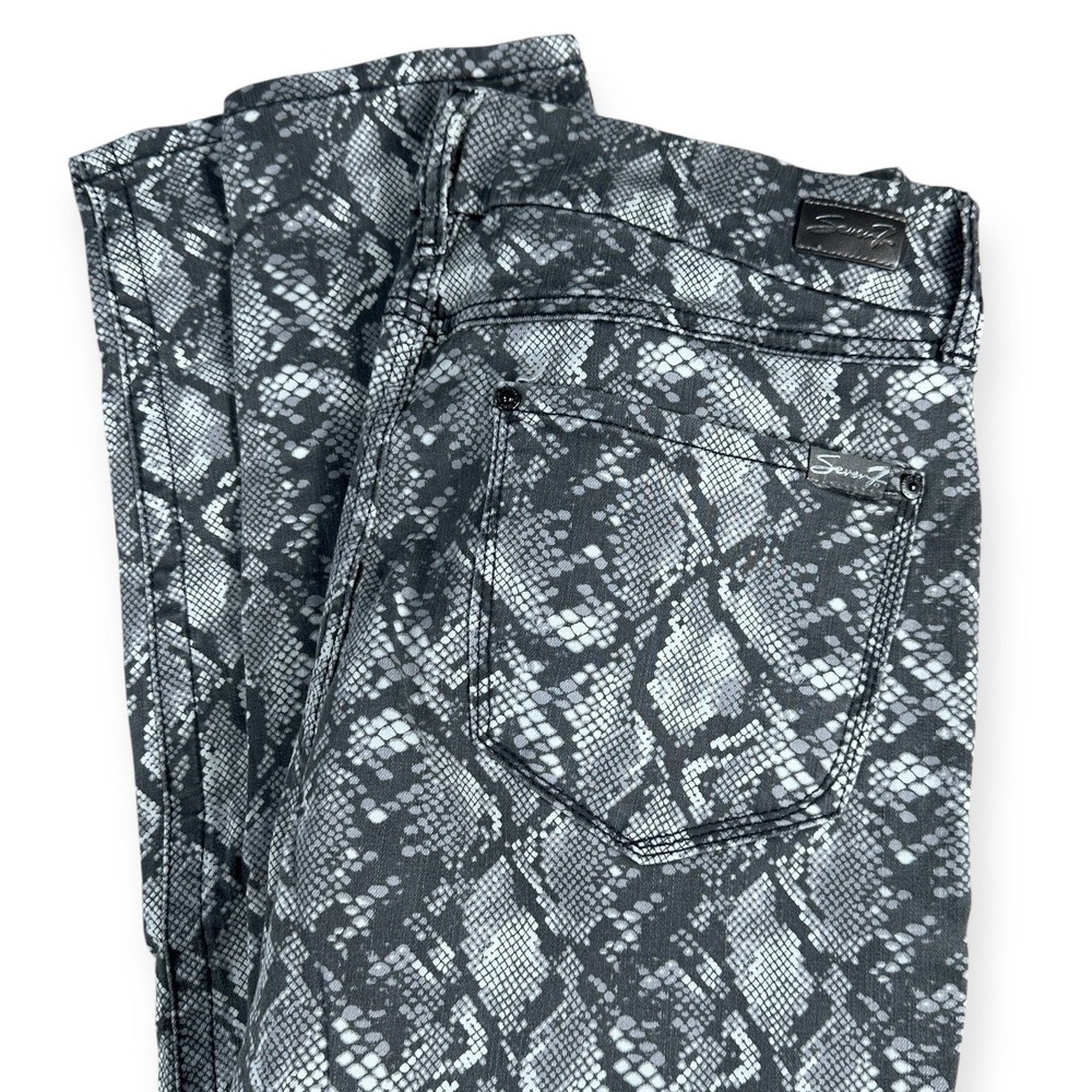 Seven7‎ Womens Size 14 Grey Snakeskin Print Skinny Jeans High Rise Stretch Denim